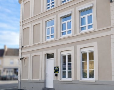 Renovated city-center building facade, corporate housing in Dunkirk