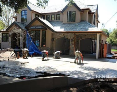 Concrete Driveway Contractors finishing custom driveway