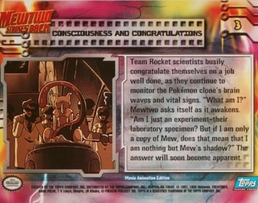 3 Consciousness and Congratulations Topps Pokemon The First Movie back