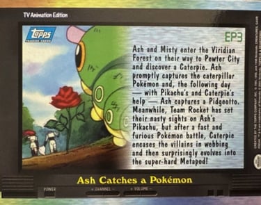 EP3 Ash Catches a Pokémon Topps Pokémon series 2 US back