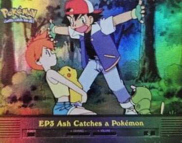 EP3 Ash Catches a Pokémon Topps Pokémon series 2 US rainbow foil