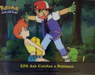 EP3 Ash Catches a Pokémon Topps Pokémon series 2 US silver foil