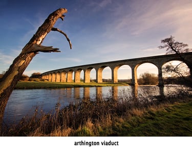 arthington viaduct spanning the waters of the river wharfe