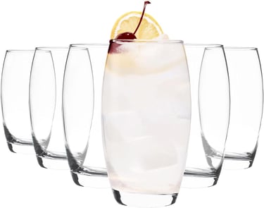 a glass of water with a cherry on top of it