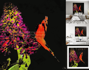 Digital image featuring an artistic interpretation of a Butterfly on a Buddleia flower.