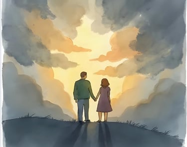 A couple imagining a better future together in a creative drama therapy session