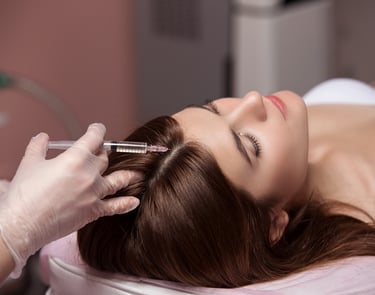 A woman who has her hair done by a doctor with trichology