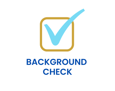 Checklist icon with a check mark next to the text “Background Check” on a clean background.