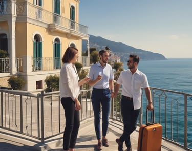 A modern property management office in Liguria.