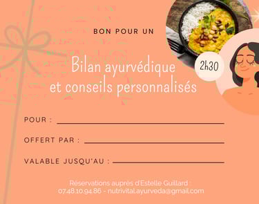 Carte cadeau bilan-ayurvedique-conseils-personnalisés-alimentation-hygiène-vie