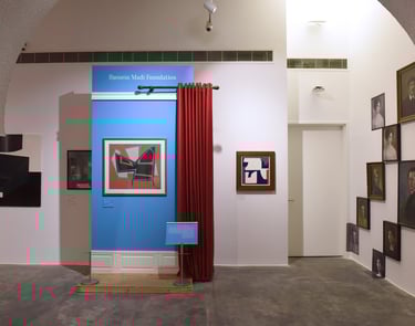 an exhibition room showing walls from other museums
