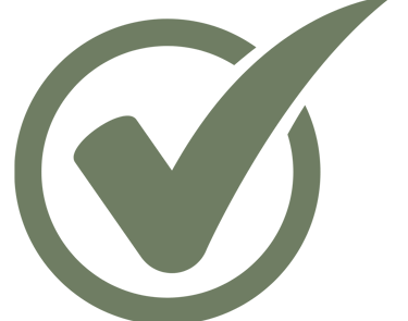 A green check mark icon inside a circle symbolizing success and completion on a black background.