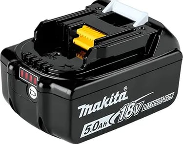 Makita 18V LXT 5.0Ah lithium-ion rechargeable battery for cordless power tools.