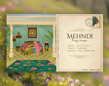 a postcard with a picture of a man and woman