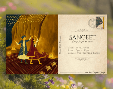 a blue house with two people in the front and a blue door