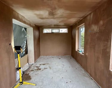 Plaster applied to an interior wall for a smooth finish