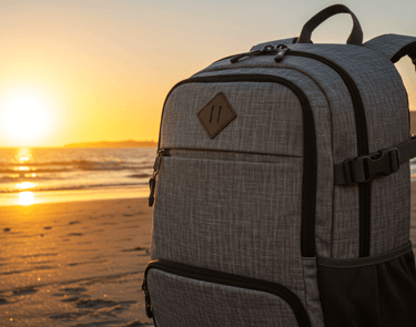 Close-up of the Nomatic 40L Travel Bag in black, highlighting its sleek design, organizational 