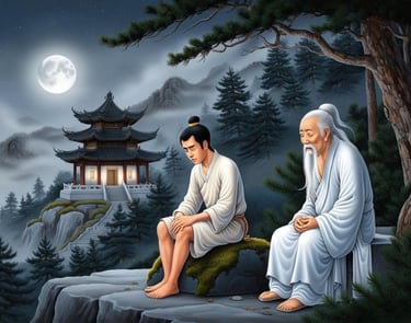 Trần Thái Tông Trầm Tư Bên Quốc Sư Phù Vân