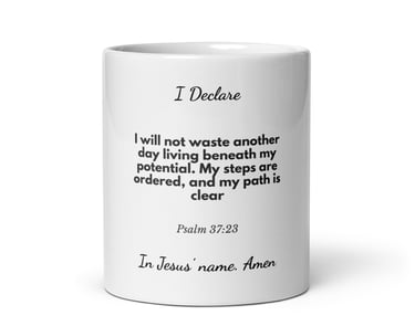 Faith declaration mug with Bible verse about trust and confidence in God