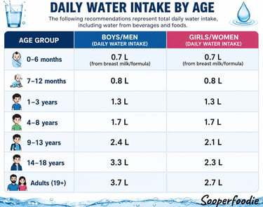 daily water by age