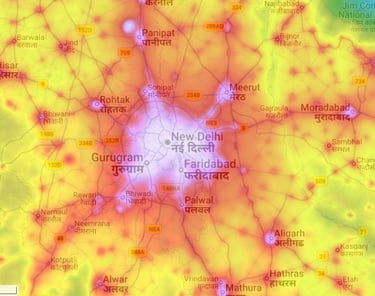 light pollution map of Delhi NCR