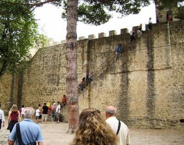 Lisbon - A stairway leading to a walkway on the exterior wall for defense 