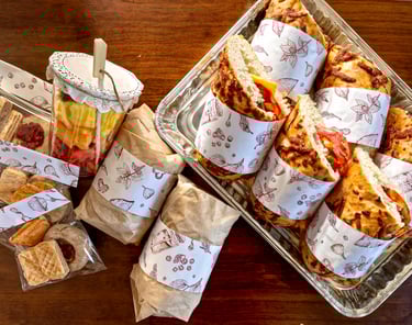 a tray of food and snacks on a table