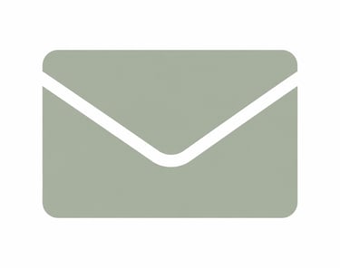 Minimalist sage green envelope icon for email contact and digital communication.