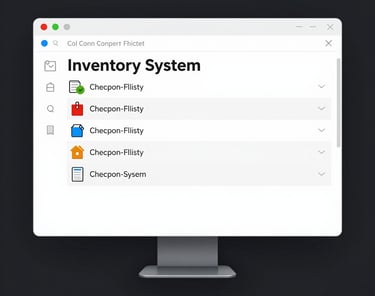 Inventory management system dashboard showing stock levels and analytics.