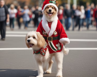 Pet Costume, dog dressed like Santa