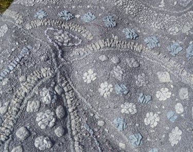 Close-up of a textured nuno felted lamination technigue