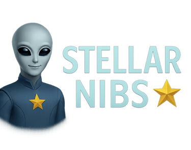 Logo da Stellar Nibs com Seu Embaixador Universal, Stéllio 