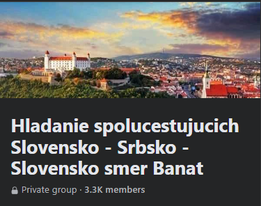Hladanie spolucestujucich Slovensko - Srbsko - Slovensko smer Banat