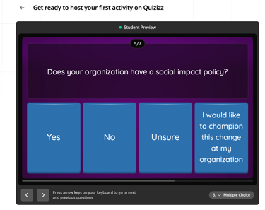 Quizizz social impact HR quiz