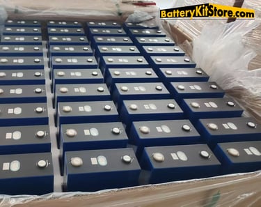a box of LiFePO4 prismatic battery cells