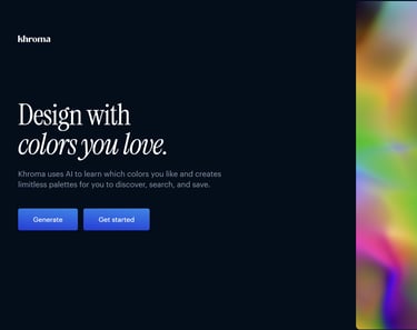 a website page with a colorful background and a rainbow - colored background