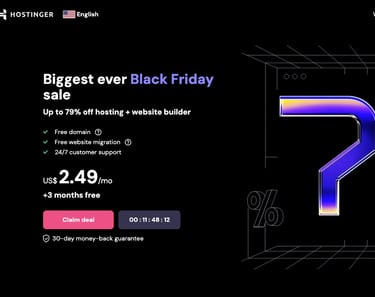 Hostinger for Website creation, webhosting and marketing.