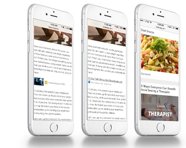 a group of three iphones with a menu item on the screen