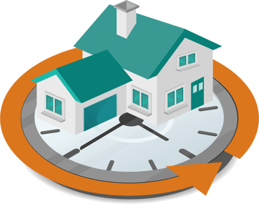 A house on a watch giving the feeling of reverse time