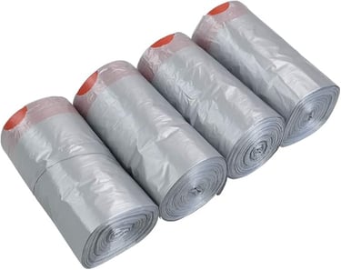 a group of four rolls of plastic bags