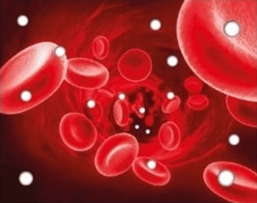 Globules rouges avec quelques molécules d'oxygène