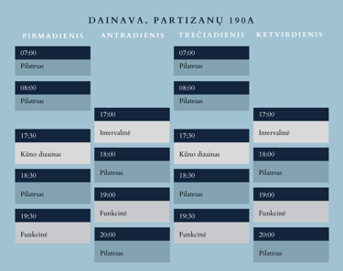 Grupinės treniruotės Dainavoje, Partizanų g. 190a
