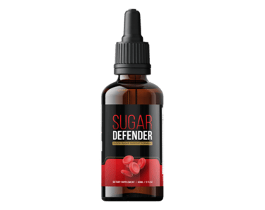 Sugar Defender blood sugar support dietary supplement in a 2 fl oz brown glass dropper bottle.