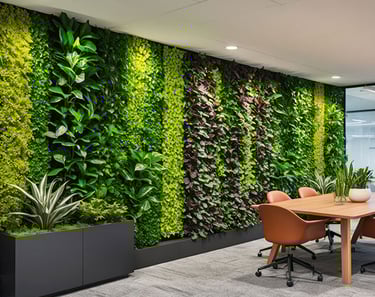 A stunning indoor vertical garden at a corporate office in Electronic City, Bangalore