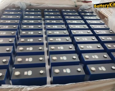 a box of LiFePO4 prismatic battery cells