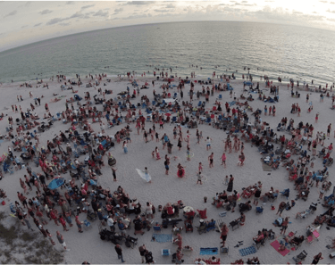 Ariel shot of the Siesta Key Drum Circle