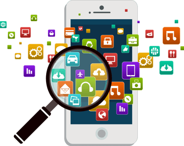 a magnifying image of a cell phone with a magnifying lens and