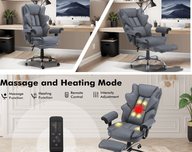 Desk chair with massage and heat options