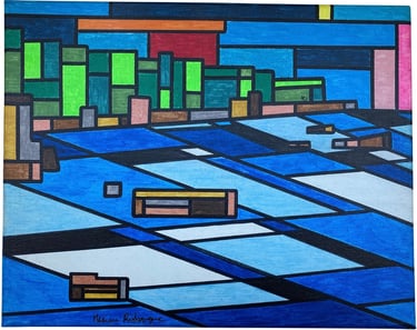 Toile tableau lampe Ligne couleurs maxime Risbourque