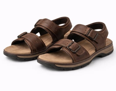 Brown leather sandals with adjustable straps for comfort
